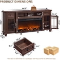 thumbnail image 3 of Joaxswe 70-Inch TV Stand with 36.5" Electric Fireplace, Entertainment Center For TVs Up To 80", Storage Cabinet with Glass Door for Living Room, Bedroom, Walnut, 3 of 9