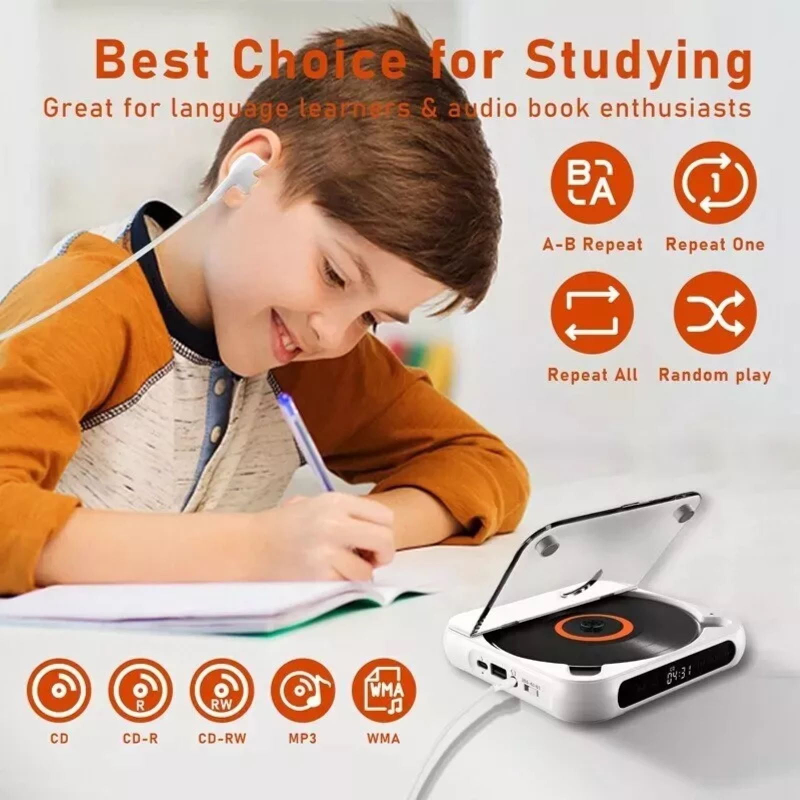 APPLAYERR High-Quality Bluetooth CD Player with Bluetooth 5.3, User-Friendly for Seamless Learning Experience