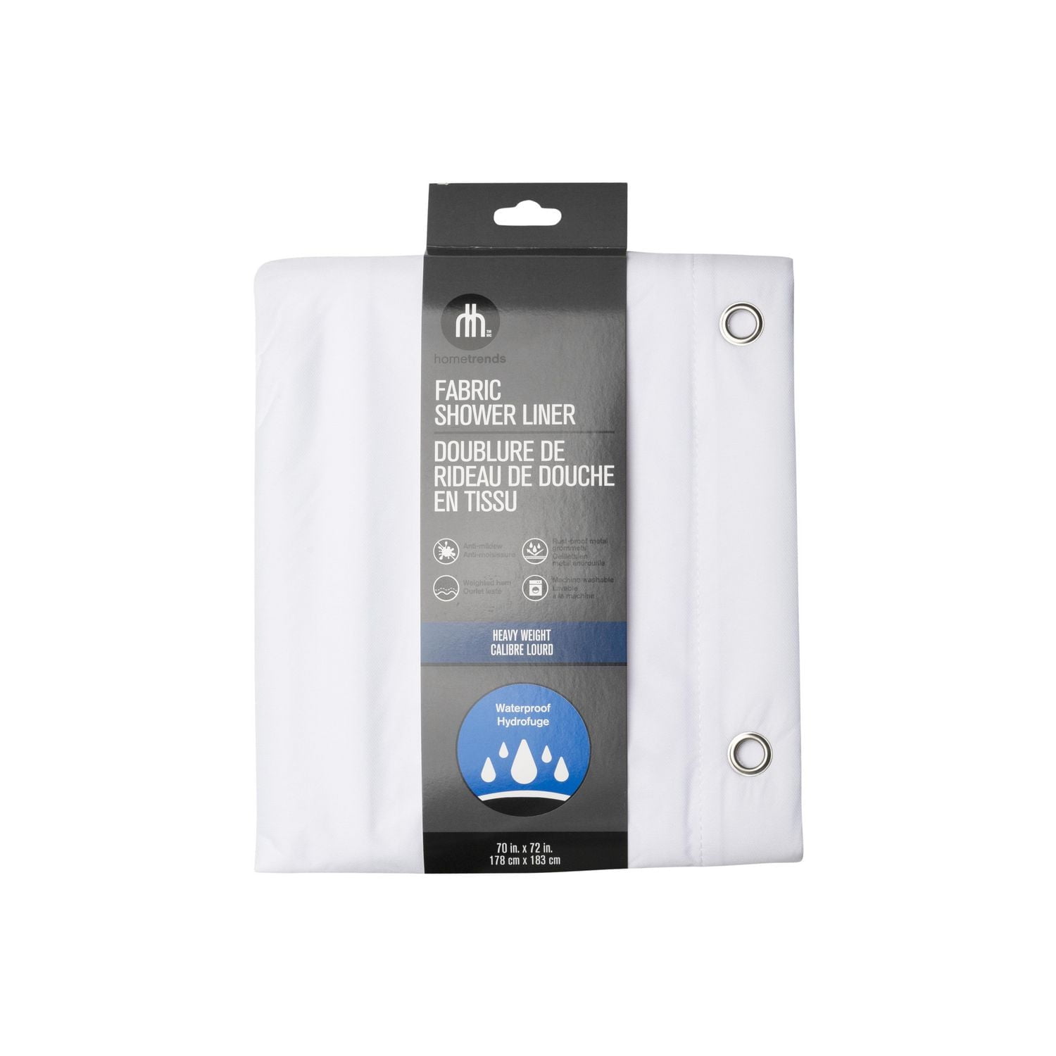 Hometrends 100% Waterproof Fabric Shower Curtain or Liner, 70" x 72"