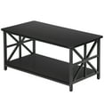 thumbnail image 6 of HomGarden 39.4-in Rectangle Coffee Table 2-Tier Open Storage Wood Cocktail Table Modern TV Stand for Home Apartment Living Room, Black, 6 of 9