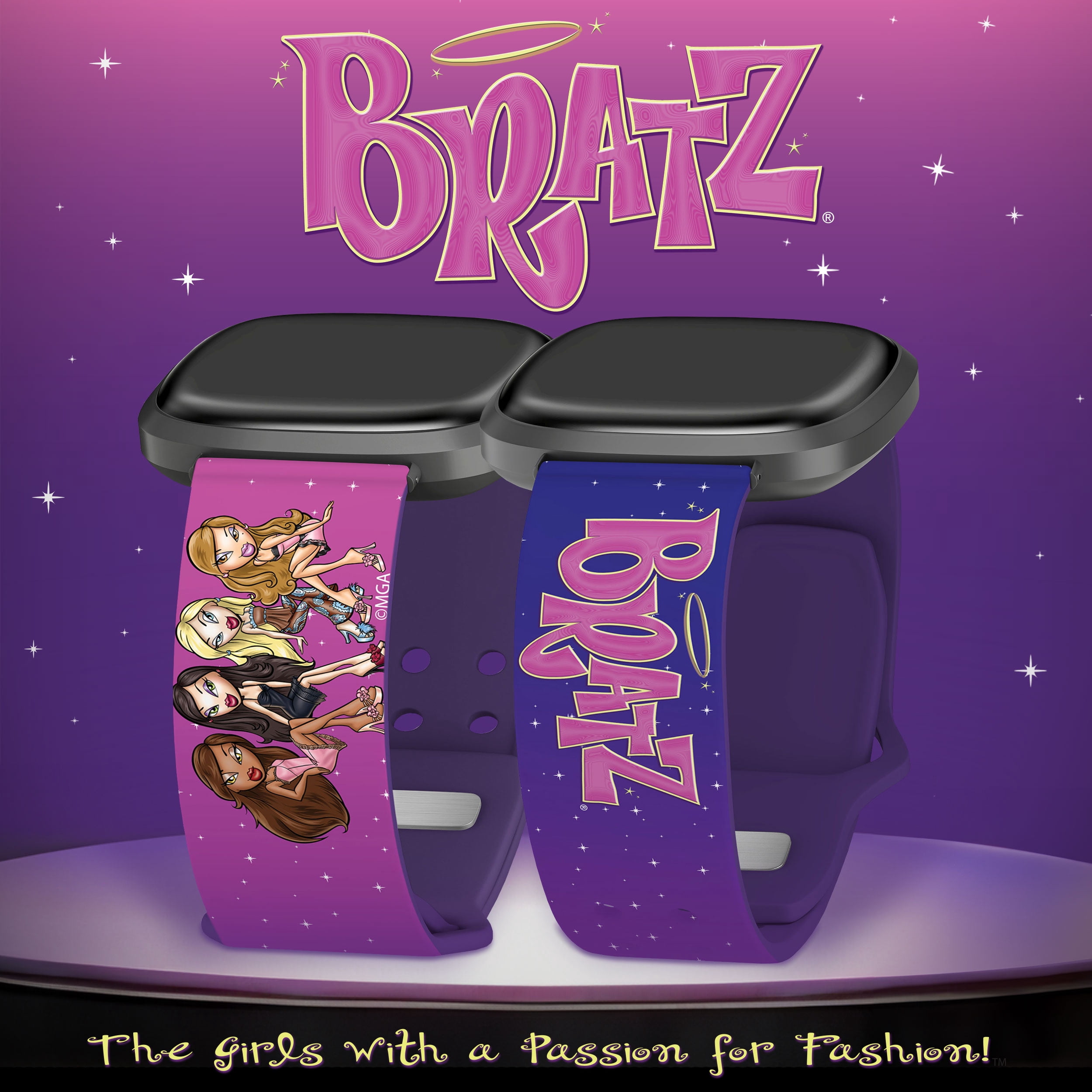 Bratz Classic HD Watch Band Compatible with FitBit Versa 3 & Sense (20mm Long Nighty Night) by Affinity Bands
