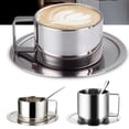 thumbnail image 6 of Double Layer Stainless Steel Coffee Mug Tea Cup and Saucer Set With S, 6 of 8