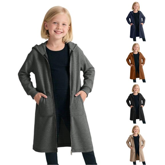TBWNWG Girls Cozy Lined Zip Up Hoodie for Autumn Winter Girls Long Sleeve Jacket for Outdoor Daily School Soft Warm Outerwear