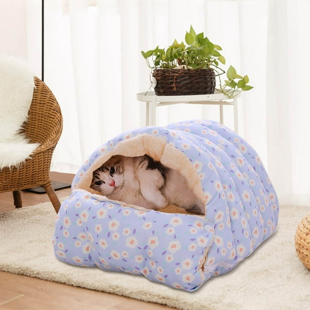 Saco de Dormir de Forro Polar Cálido para Perros y Gatos Pequeños, Tapete Extraíble y Lavable, Tallas S y M