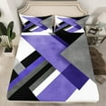 thumbnail image 2 of Manfei Purple Square Geometric Full Size Sheets, Modern Abstract Ombre Bed Sheets, Teen Kid Adult Sheet Sets, Microfiber Bedroom Decor, 4-Piece, 2 of 7