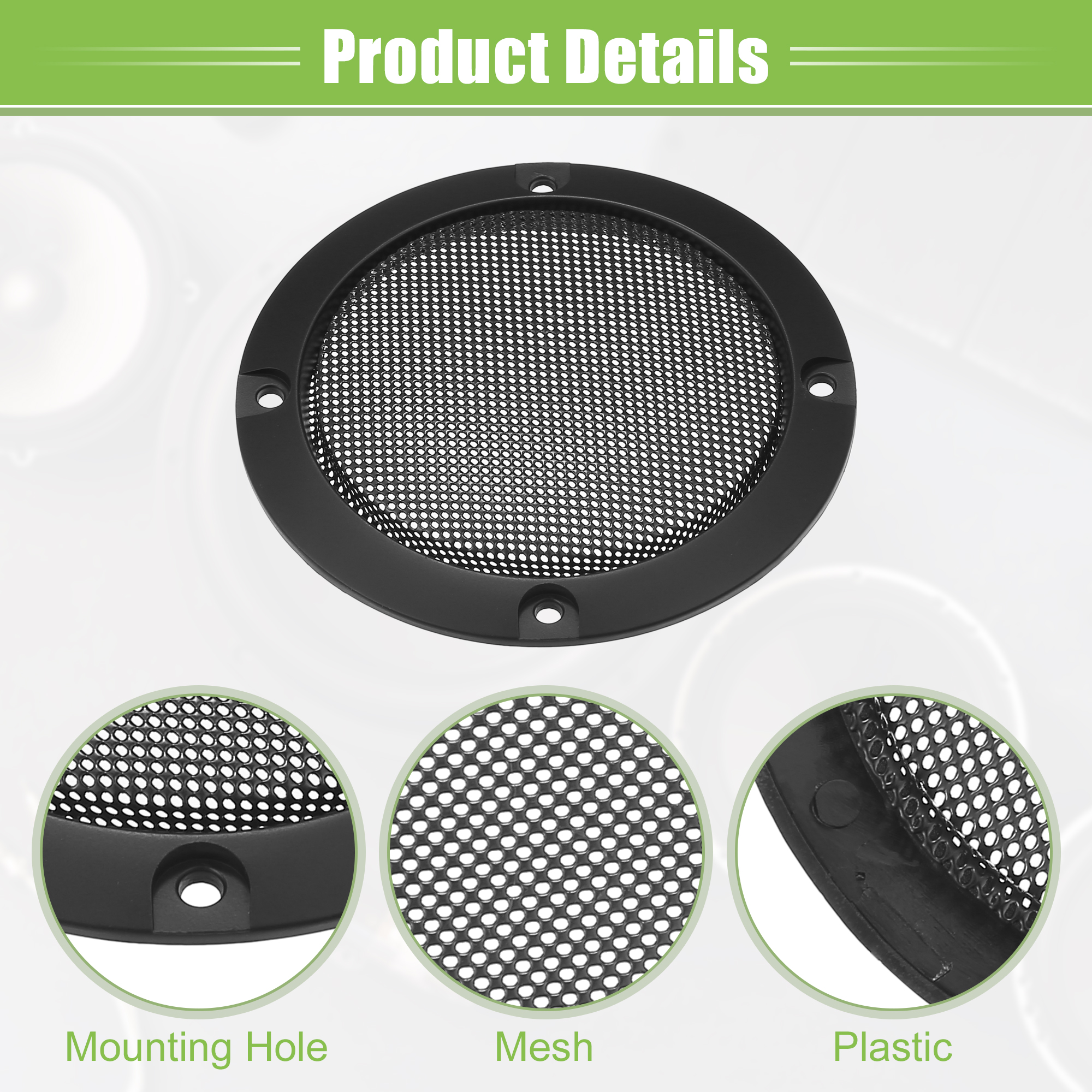 Unique Bargains Car Speaker Grills Cover Guard Protector Case with 16 Screws Black 3"