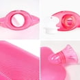 thumbnail image 2 of Bolsa de agua caliente de goma con tapa tejida, bolsa de agua caliente transparente de 2 litros - rosa, 2 of 4