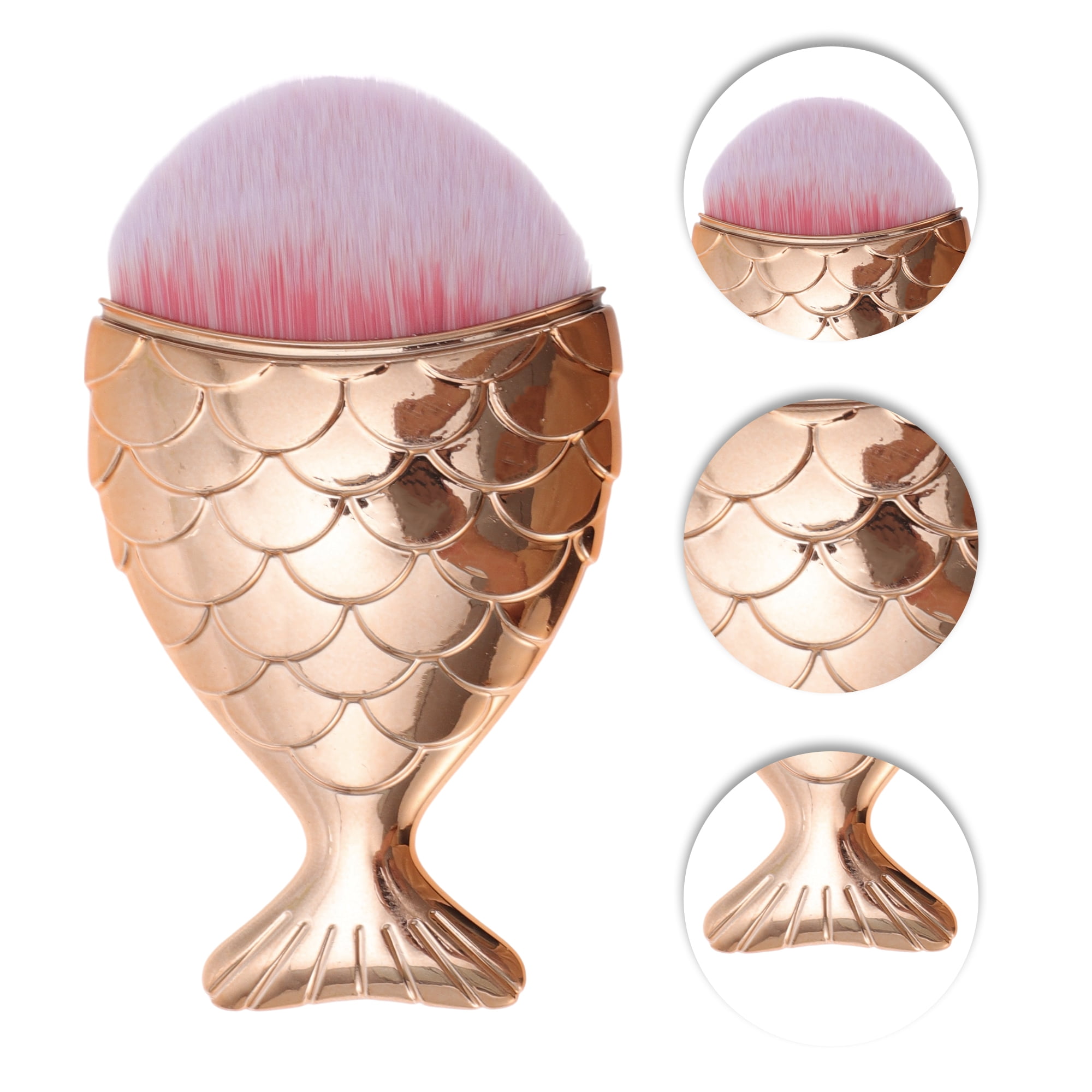 Unique Bargains 1 Pc Durable Convenient Cosmetic Brush for Travel Gold Tone