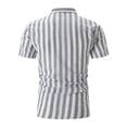 thumbnail image 3 of QBGSAY Mens Shirts Summer Beach Casual Yarn Dyed Striped Lapel Short Sleeved Shirt Classic And Comfortable Top, 3 of 6