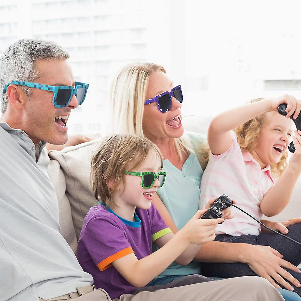 Adult Kids Pixel Sunglasses Uv Protect Gamer Sunglasses Toy Pixelated Miner Party Favors Photo Props Walmart