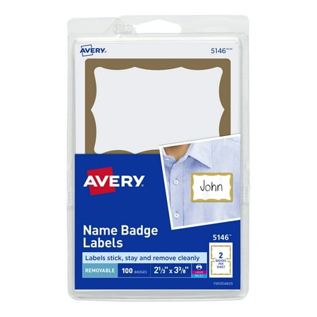 UPC: 0072782051464 | Avery Adhesive Name Tags  White with Gold Border (5146)