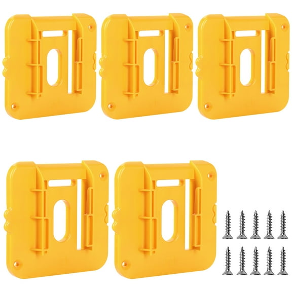 Pcapzz 5Pcs Tool Mount Holder Battery Dock Holder Compatible with Dewalt 20V Lithium Battery Plastic Dock Holder with Screws for Garage Workshop