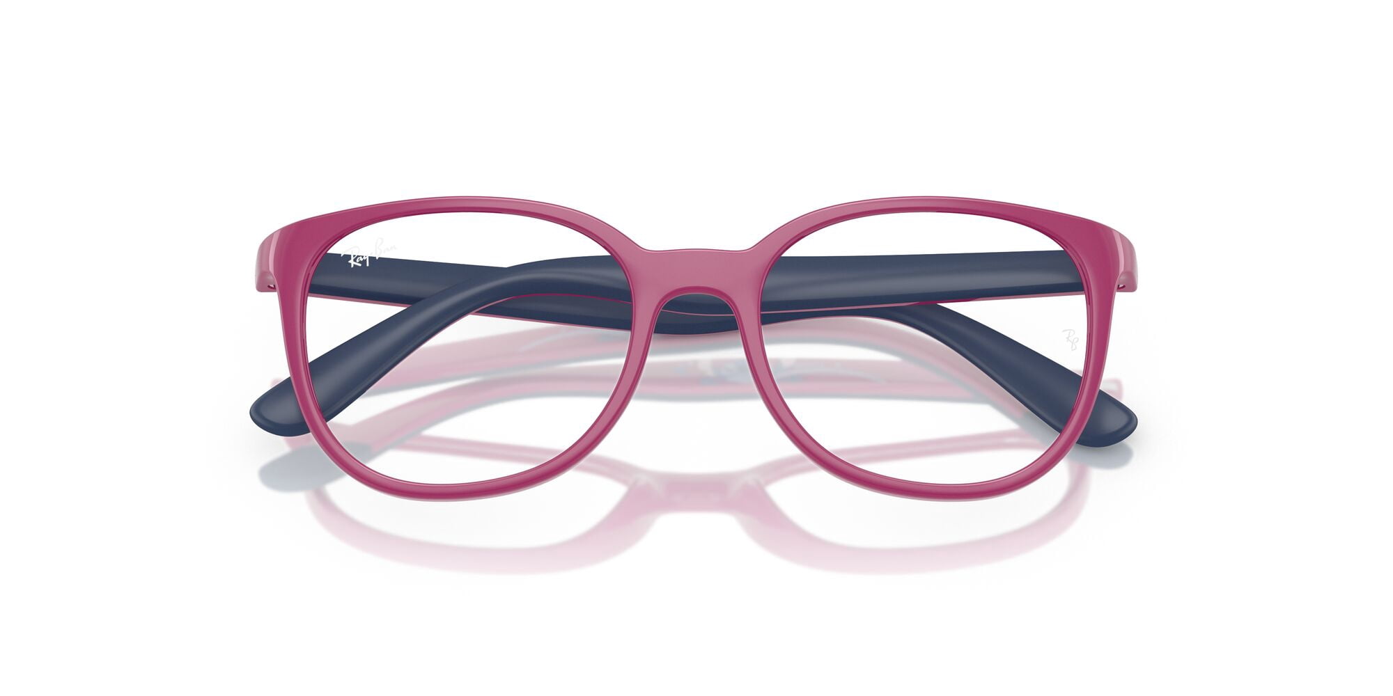 Ray-Ban Youth Size 47 0RY1631 Prescription Eyeglasses with Case, Fucsia with Rubber Blue/Demo Lens