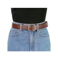 thumbnail image 4 of Cinturón de hebilla de pin para mujeres, cinturón ancho suave y casual para vestidos, jeans y pantalones de 112 cm/44.09" color marrón, hebilla plateada, 4 of 4