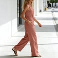 thumbnail image 5 of Lpmadey Women's 2-Piece Cotton Linen Sets, Sleeveless Crewneck Tank Top with Asymmetrical Hem and Drawstring Wide Leg Pants, Summer Casual Vacation Matching Outfit, 5 of 7