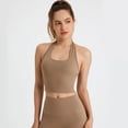 thumbnail image 2 of uvwlwu Women's Back Cutout Sports Bra Halter Neck Twisted Cropped Yoga & Workout Tank Top,M, 2 of 3