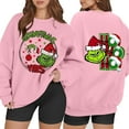 thumbnail image 2 of Long Sleeve Funny Cute Xmas Crewneck Pullover Sweatshirt Christmas Women A-Pink S 9, 2 of 5