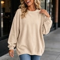 thumbnail image 6 of Lmnyox Ribbed Sweatshirts for Women Loose Crew Neck Oversized Pullover Fashion Casual Sweatshirts, 6 of 7