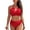 Red, variant on Womens Keyhole Bikinis Two Piece Swimsuits Ruched Tummy Control Bathing Suits