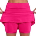 thumbnail image 4 of FAOWME Women's Skirts With Pockets High Waist Solid Color Comfortable Breathable Fitness Yoga Skirt Built In Shorts For Sports Activities,Hot Pink,S, 4 of 7