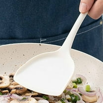 Food-Grade Silicone Spatula for Non-Stick Pans | High Heat Resistant Up to 230°C | BPA-Free Kitchen Turner & Flipper | 32cm White Cooking Utensil | 1-Piece Household Frying Spatula