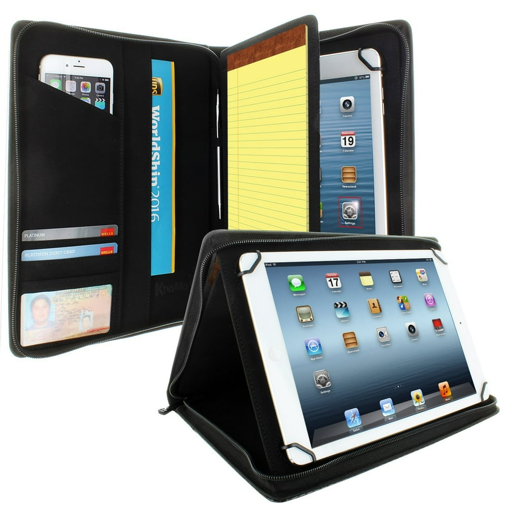 KHOMO Universal Tablet Pad Folio Zippered Case fits Tablets 8.5" up to