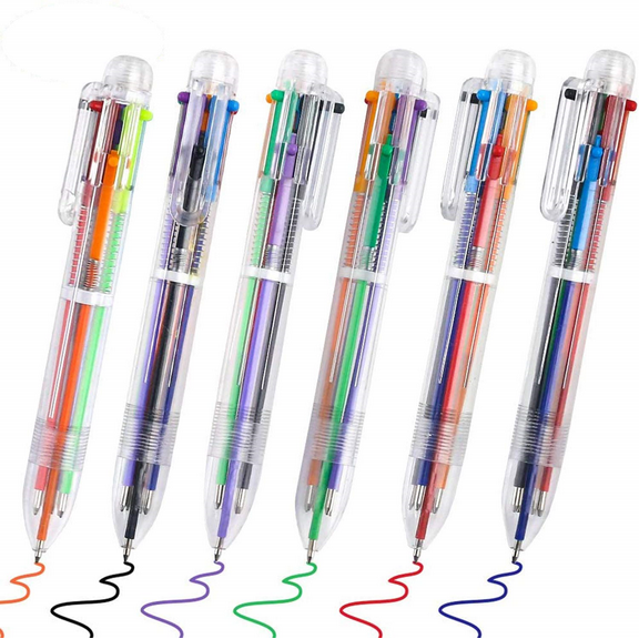 6Pack 0.5mm 6-in-1 Multicolor Ballpoint Pen 6 Colors Retractable Ballpoint Pens