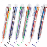 FACEGA 6Pack 0.5mm 6-in-1 Multicolor Ballpoint Pen 6 Colors Retractable Ballpoint Pens