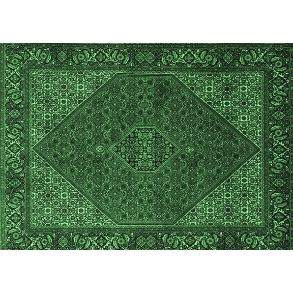 Ahgly Company Indoor Rectangle Persian Emerald Green Traditional Area Rugs, 5' x 7'