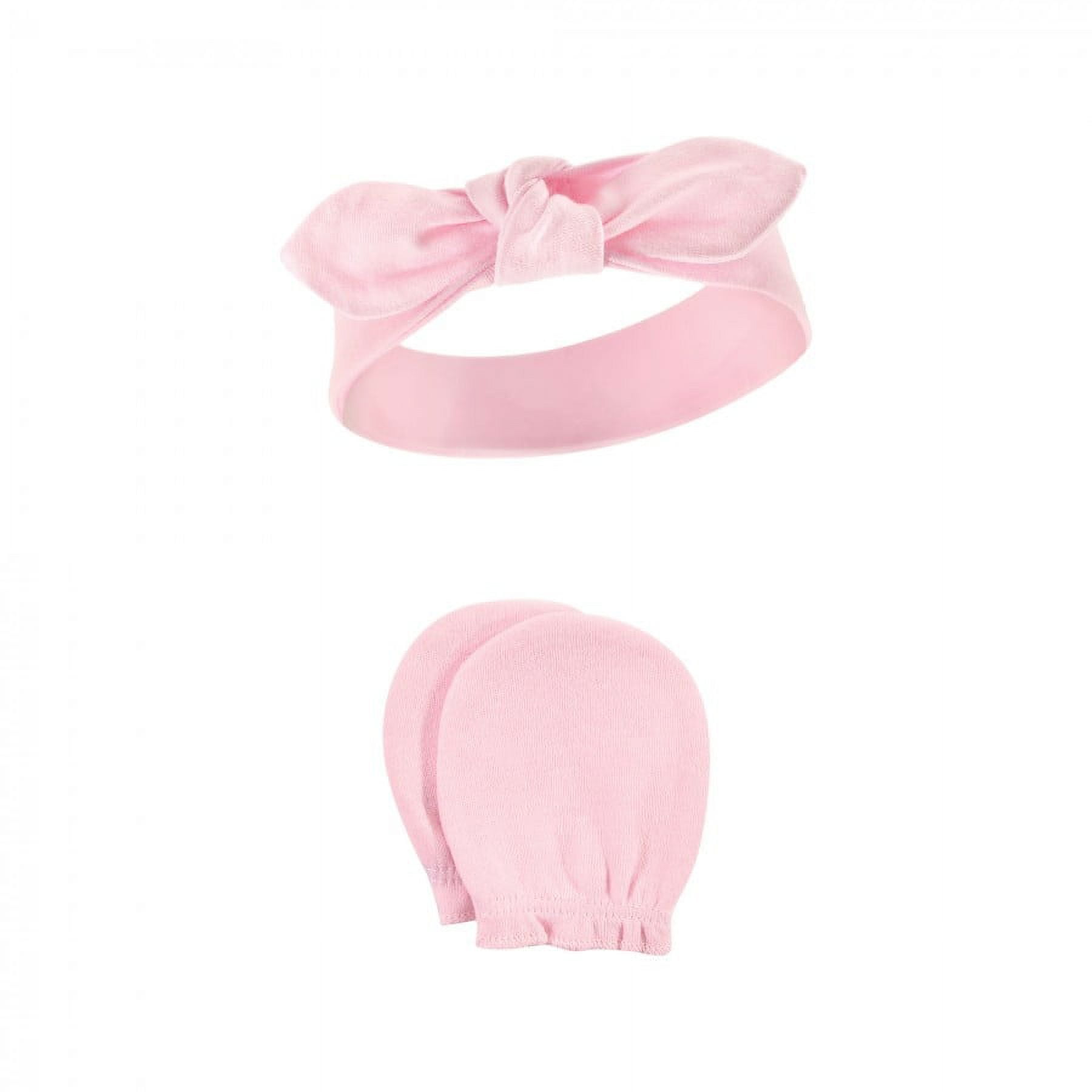 Hudson Baby Infant Girl Cotton Headband and Scratch Mitten