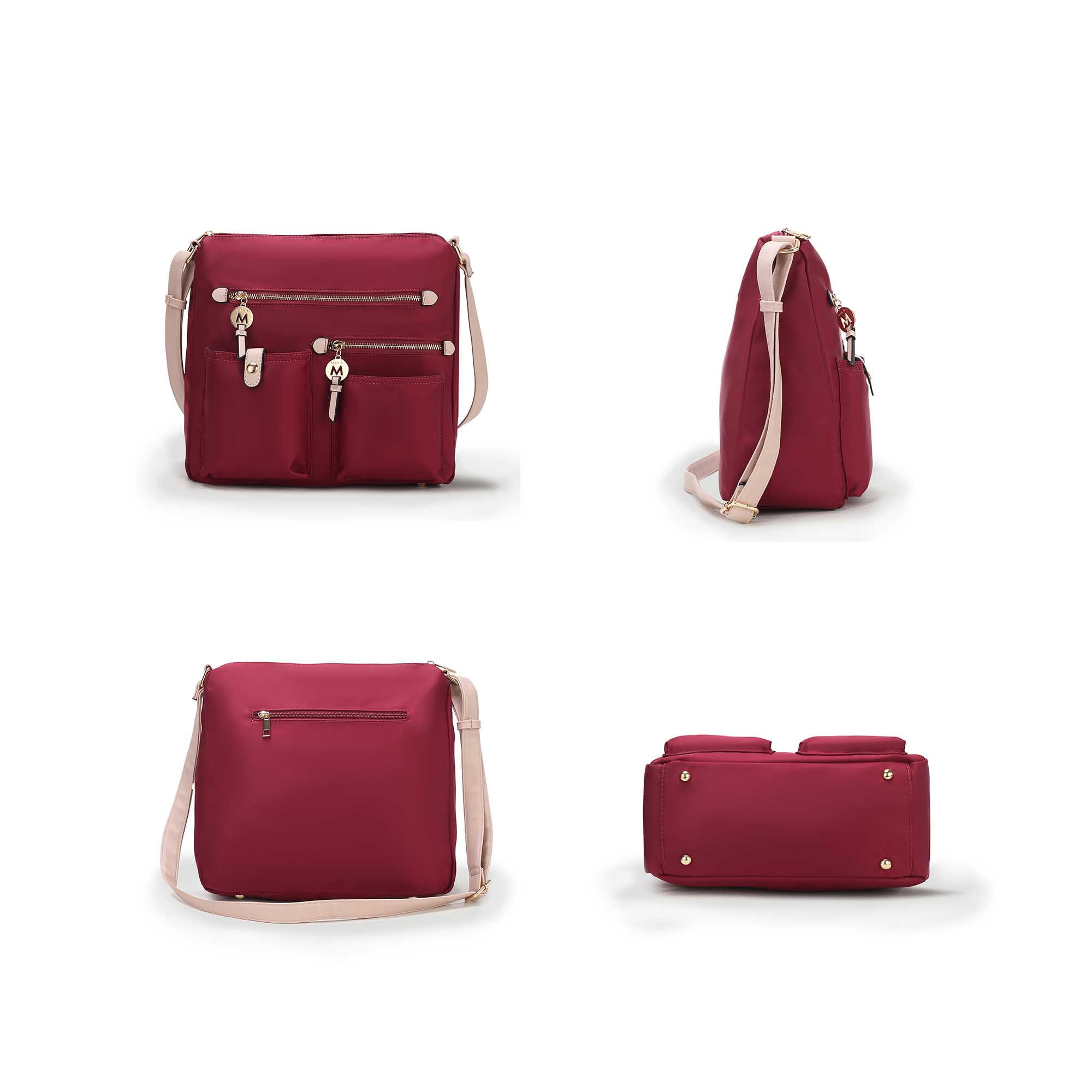 MKF Collection Serena Women’s Shoulder Bag Color-Block Nylon – Lightweight, Stylish, and Functional by Mia K - Navy Wine