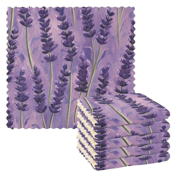 6 Pieces of Kitchen Towels 11x11Inch Kitchen Dish Cloths Kitchen Dish Towels Reuseable Cleaning Cloths Pretty Purple Lavender
