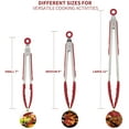 thumbnail image 3 of LEEPENENG Set Pinces Alimentaires en Silicone Pince à Huile en Silicone Grattoir Gril Barbecue Pinces à Steak Outil de Cuisson Set de 3 Pinces à Barbecue Rouges (7 "+9" +12 ", 3 of 5