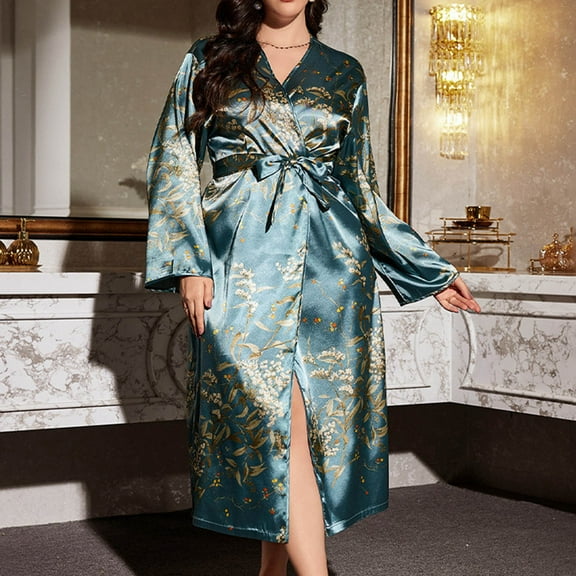 uublik Women Robes Nightdress Bathrobe Nightgown Comfortable Pajamas for Women Green