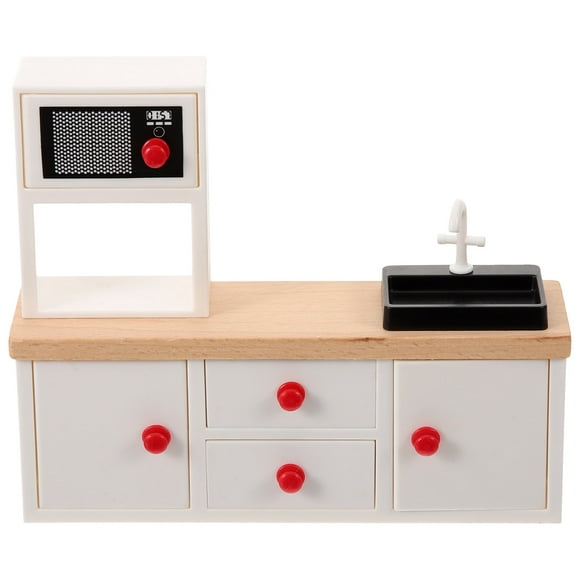 Fregadero de cocina para casa de muñecas, mueble en miniatura con fregadero, mueble para casa de muñecas, minimueble para cocina y baño, escala 1:12