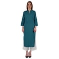 thumbnail image 5 of Bimba Mandarin Collar W/ Pintucked Neck CottonÂ&nbsp;KurtiÂ&nbsp;For Womenâ€™s Indian Ethnic Straight Solid Kurta, 5 of 7