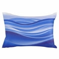 thumbnail image 2 of Blue Striped Throw Pillow Cover, Pillowcase Protectors with Zipper, Breathable Decorative Lumbar Pillow Case Cover, Modern Abstract Art Wave Moire Gradient Pillow Shams for Couch Sofa 12x20Inch, 2 of 8