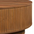 thumbnail image 5 of Atumcto Farmhouse Round Coffee Table with Storage Drawer, Fluted Design and Gold Handle for Living Room, Brown, 5 of 10