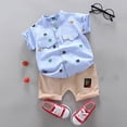 thumbnail image 5 of Boys Outfits Cartoon Print Mock Neck Short Sleeve Shirt Top And Shorts 2 Piece Everyday Wear Baby Boys' Clothing Sets, 5 of 5