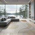 thumbnail image 2 of ODIKA 8'x10' Washable Area Rug Beige Neutral Tan Abstract Marbled Swirl Tonal Gradient Oatmeal for King Size Bedroom Under Bed, Master Suite, Non-Shedding, Easy Care, 2 of 7
