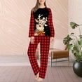 thumbnail image 3 of Traje de pantalones largos cálidos para la familia Traje de diario con estampado de alces en la cintura elástica Traje diario de estilo navideño FLhrweasw Nuevo, 3 of 6