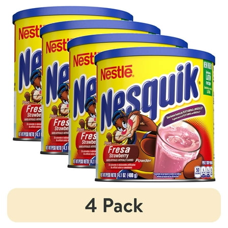 (4 pack) Nestle Nesquik Strawberry Flavor Powder Drink Mix, 14.1 oz