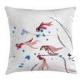 thumbnail image 1 of Ethnic Decor Throw Pillow Cushion Cover, Chinese Traditional Ink Painting Stylized Koi Fish Figures Asian Ethnic Artwork, Decorative Square Accent Pillow Case, 16 X 16 Inches, Red Blue, by Ambesonne, 1 of 2