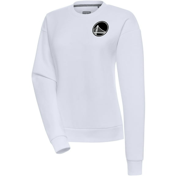 Women's Antigua  White Golden State Warriors Brushed Metallic Victory Pullover Sweatshirt