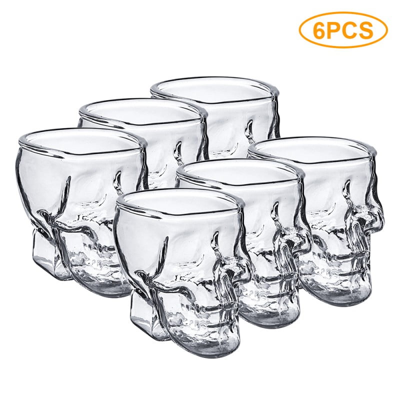 New 5" Gothic Grinning Skull Head with Shot Glass Decorative Holder 