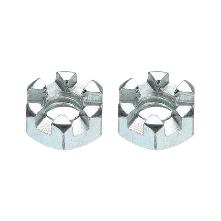 1/4"-20 Hexagon Slotted Nut, Grade 6.8 Carbon Steel Hex Nuts, Silver, 4Pack