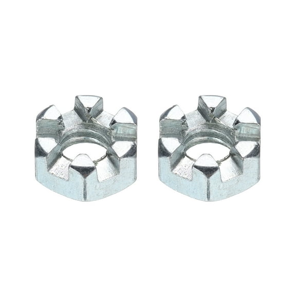 1/4"-20 Hexagon Slotted Nut, Grade 6.8 Carbon Steel Hex Nuts, Silver, 4Pack