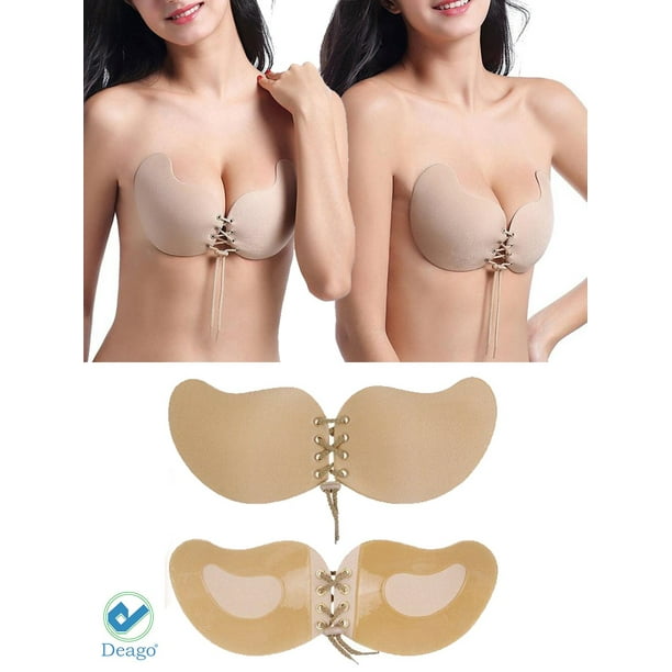 Deago Strapless Invisible Bra With Drawstring SelfAdhesive Breathable
