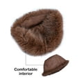 thumbnail image 4 of Spencer Women Winter Bucket Hat Warm Faux Fur Hat Russian Style Warm Cap Outdoor Fisherman Cap, Brown, 4 of 10