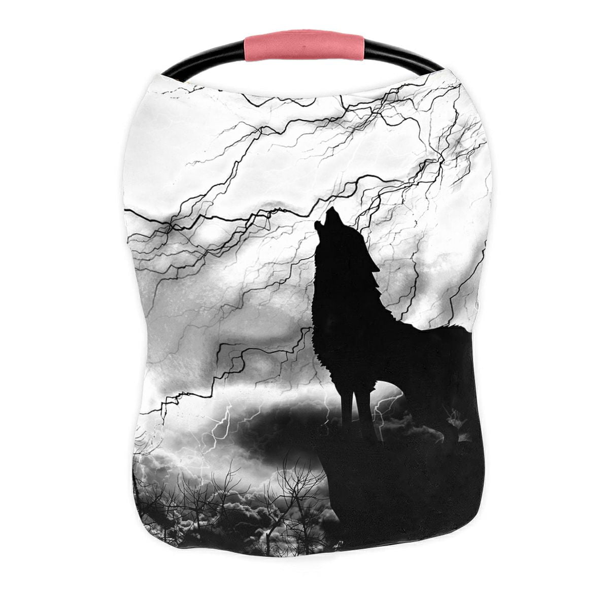 ABPHQTO Wolf In Silhouette Howling To Thunderstorm Nursing Cover Baby Breastfeeding Infant Feeding Cover Baby Car Seat Cover Infant Stroller Cover Carseat Canopy Breathable